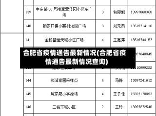 合肥省疫情通告最新情况(合肥省疫情通告最新情况查询)