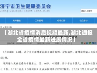 【湖北省疫情消息视频最新,湖北通报全省疫情最新进展情况】