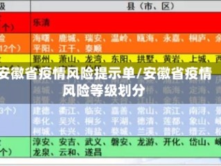 安徽省疫情风险提示单/安徽省疫情风险等级划分