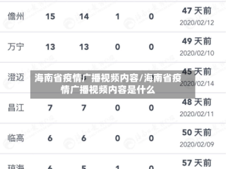 海南省疫情广播视频内容/海南省疫情广播视频内容是什么