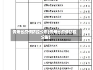 贵州省疫情防控公布(贵州省疫情防控公告)