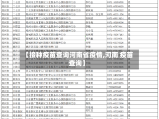【接种疫苗查询河南省疫情,河南 疫苗 查询】