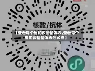 【查看每个省的疫情情况表,查看每个省的疫情情况表怎么查】