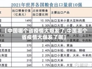 【中国哪个省疫情大爆发了,中国哪个省疫情大爆发了呢】