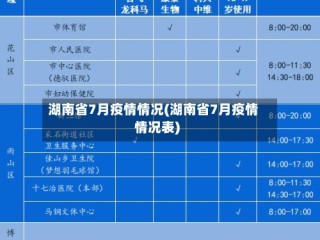 湖南省7月疫情情况(湖南省7月疫情情况表)