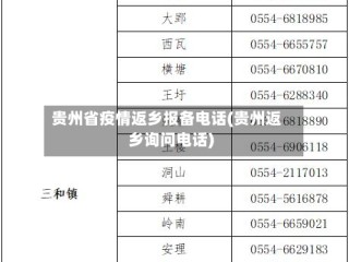 贵州省疫情返乡报备电话(贵州返乡询问电话)