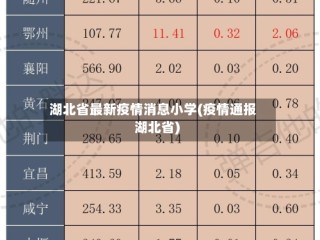 湖北省最新疫情消息小学(疫情通报湖北省)