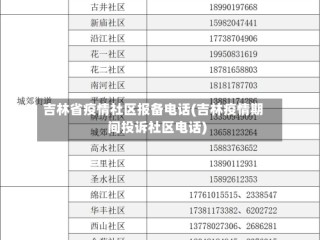 吉林省疫情社区报备电话(吉林疫情期间投诉社区电话)
