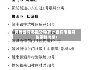 贵州省铜陵县疫情(贵州省铜陵县疫情最新消息)