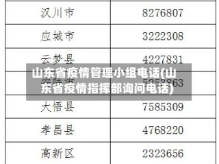 山东省疫情管理小组电话(山东省疫情指挥部询问电话)