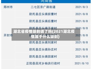 湖北省疫情级别调了吗(2021湖北疫情属于什么级别)