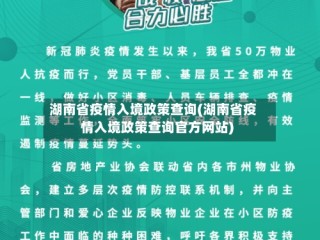 湖南省疫情入境政策查询(湖南省疫情入境政策查询官方网站)