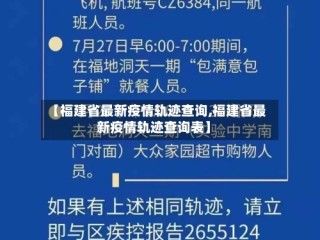 【福建省最新疫情轨迹查询,福建省最新疫情轨迹查询表】
