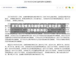 武汉省疫情消息最新情况(湖北省武汉市最新消息)