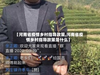 【河南省疫情乡村指导政策,河南省疫情乡村指导政策是什么】