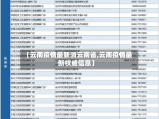 【云南疫情最新消云南省,云南疫情最新权威信息】