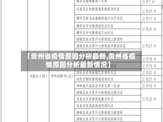 【贵州省疫情原因分析最新,贵州省疫情原因分析最新情况】