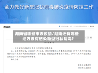 湖南省哪些市没疫情/湖南还有哪些地方没有感染新型冠状病毒?