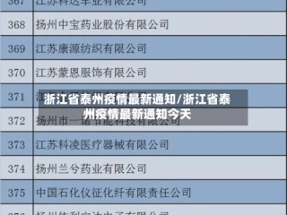 浙江省泰州疫情最新通知/浙江省泰州疫情最新通知今天