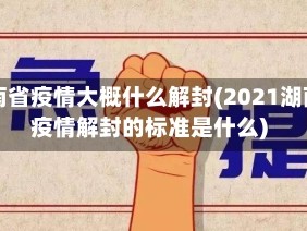 湖南省疫情大概什么解封(2021湖南疫情解封的标准是什么)