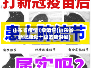 山东省疫情1级响应(山东省新冠肺炎一级响应时间)