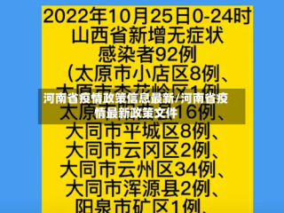 河南省疫情政策信息最新/河南省疫情最新政策文件