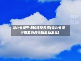 湖北省咸宁通城肺炎疫情(湖北省咸宁通城肺炎疫情最新消息)