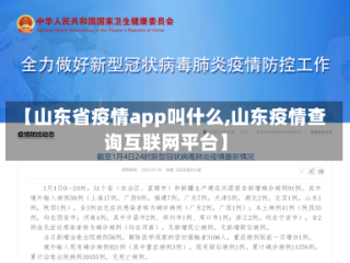 【山东省疫情app叫什么,山东疫情查询互联网平台】