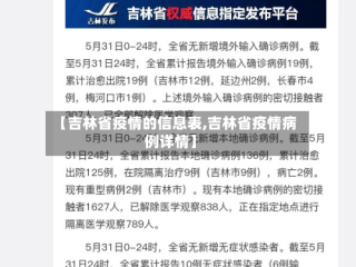 【吉林省疫情的信息表,吉林省疫情病例详情】
