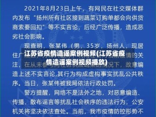 江苏省疫情造谣案例视频(江苏省疫情造谣案例视频播放)