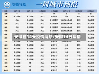 安徽省14天疫情消息/安徽14日疫情