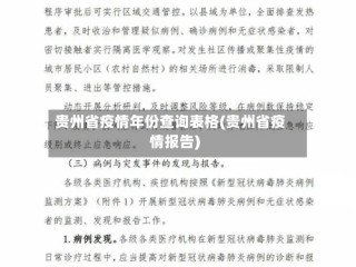 贵州省疫情年份查询表格(贵州省疫情报告)