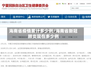 海南省疫情累计多少例/海南省新冠肺炎现在多少例