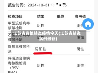 江苏省各地肺炎疫情今天(江苏省肺炎病例最新)