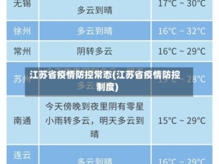 江苏省疫情防控常态(江苏省疫情防控制度)