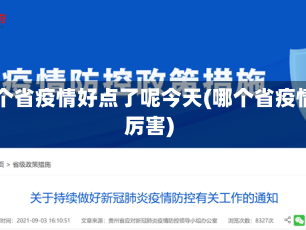 哪个省疫情好点了呢今天(哪个省疫情厉害)
