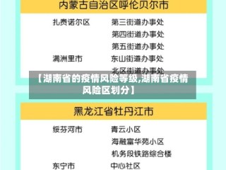 【湖南省的疫情风险等级,湖南省疫情风险区划分】