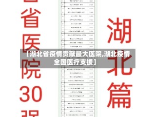 【湖北省疫情贡献最大医院,湖北疫情全国医疗支援】