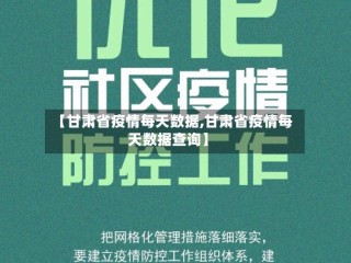 【甘肃省疫情每天数据,甘肃省疫情每天数据查询】
