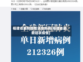福建省最新疫情消息新闻(福建省最新冠状疫情)