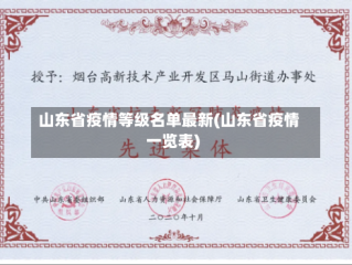 山东省疫情等级名单最新(山东省疫情一览表)