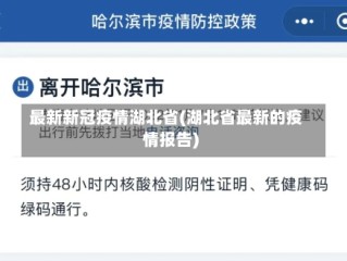 最新新冠疫情湖北省(湖北省最新的疫情报告)