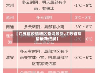 【江苏省疫情地区查询最新,江苏省疫情最新进展】