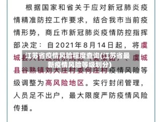 江苏省疫情风险程度查询(江苏省最新疫情风险等级划分)