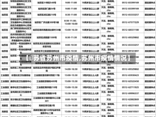 【冮苏省苏州市疫情,苏州市疫情情况】