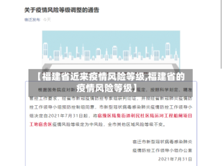 【福建省近来疫情风险等级,福建省的疫情风险等级】