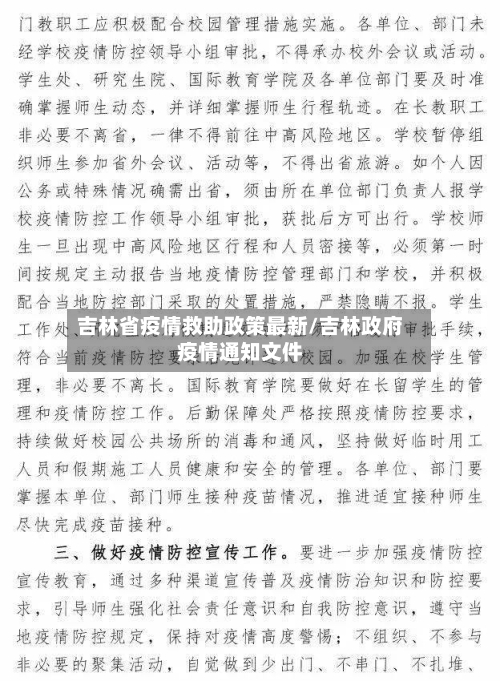 吉林省疫情救助政策最新/吉林政府疫情通知文件-第2张图片