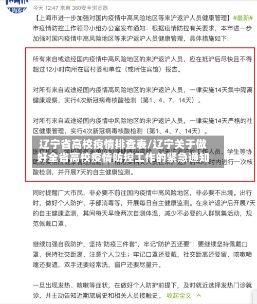 辽宁省高校疫情排查表/辽宁关于做好全省高校疫情防控工作的紧急通知-第1张图片