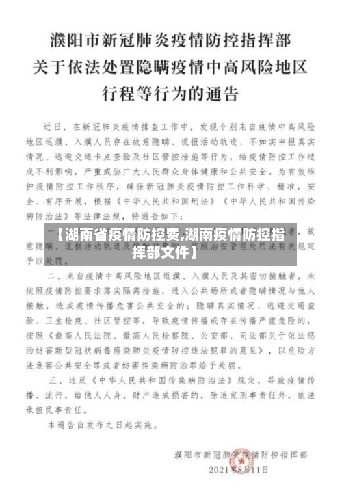 【湖南省疫情防控费,湖南疫情防控指挥部文件】-第1张图片