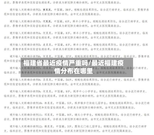 福建省最近疫情严重吗/最近福建疫情分布在哪里-第1张图片